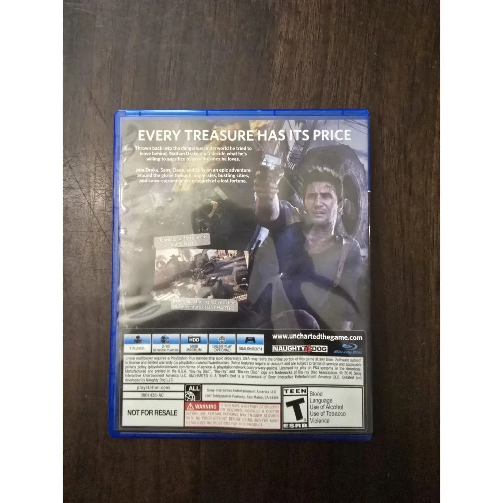 Uncharted 4: A Thief's End Sony PlayStation 4 PS4 Video Game